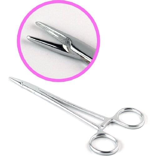 Eyebrow Tweezer Stainless steel needle holder / pliers elbow straight head vascular clamp Beauty Health Makeup Makeup Tools