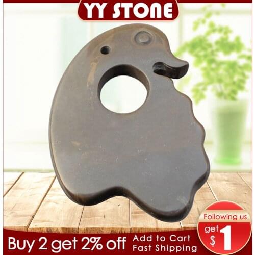 Wholesale & retail 5A grade Original Si Bin Bian-stone massage guasha plate magic facial beauty kit duck shape 75x8mm