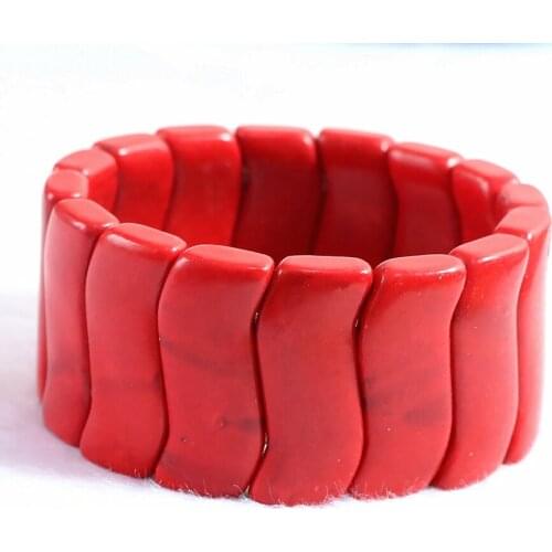 Popular red calaite turquoises stone 12x32mm hot sale diy beautiful rectangle making bracelet bangles 7.5" B308