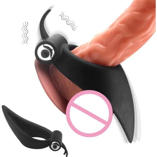 Silicone Penis Ring Delay Ejaculation Sex Toys for Men Cock Ring Lasting Male Erection Tongue Vibrator Clitoris Stimulate