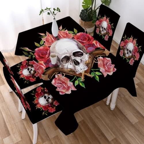 Halloween Sugar Print Tablecloth Waterproof Decorative Table Cover Tapetes Oilproof Home Table Cloths Protector Sugar Skull
