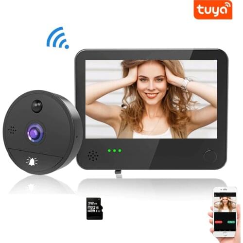 Smart WiFi 1080P Video doorbell Peephole Camera Viewer Home Security PIR Motion Detection Night vision Tuya APP Remote Control