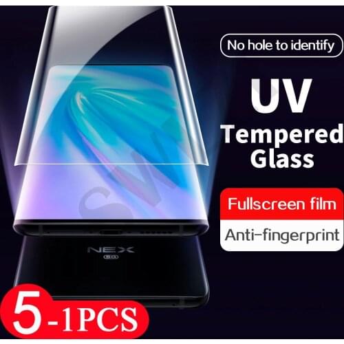 5-1Pcs full cover tempered glass for vivo X60 X60T iQOO 5 x50 pro plus NEX 3 3S UV Glass phone screen protector protective film