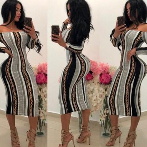 Womens Sexy Floral Bodycon Evening Party Off Shoulder Casual Long Sleeve Print Club Bandage Short Mini Skirts