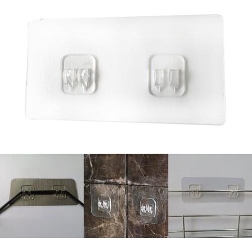 1pc Strong Self Adhesive Wall Hook Waterproof Non-perforated Sticky Hooks for Shelves Towel Mop Handbag Holder Home Organizer