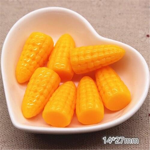 10pcs 14*27mm Cute New Resin Corn Sugar Simulation Food Miniature Art Flatback Cabochon DIY Craft Decoration