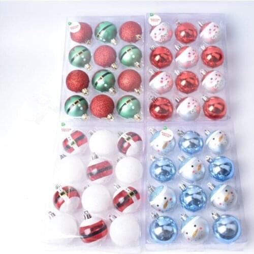 12pcs / lot 5cm plastic Painted christmas tree decor ball christmas hanging party ornament