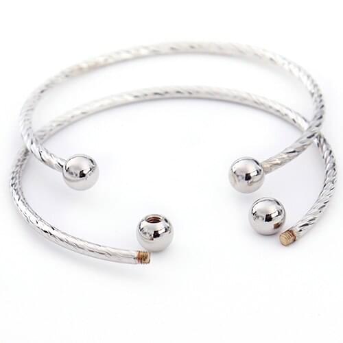 5pcs/lot Rhodium Color Wire Bangle Bracelets Dia 70mm for European Charms Bracelet DIY Handmade Making Findings