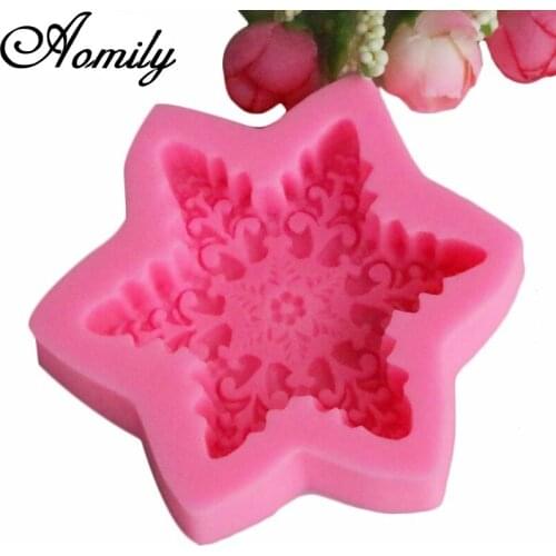 Aomily 3D Snowflake Star Silicone Chocolate Mould Heart Love Soap Mold Candle Polymer Clay Molds Crafts DIY Forms Soap Base Tool