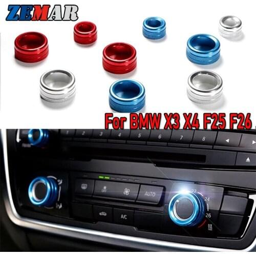 ZEMAR 1SET Car Styling Air Conditioning Decorative Circle Knobs Covers For BMW X3 F25 X4 F26 M Performance Accessories