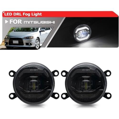 White DRL Halo Led Front Fog Light Kits For Mitsubishi Outlander MK2 Lancer MK8 Grandis ASX Facelift CANbus Error Free