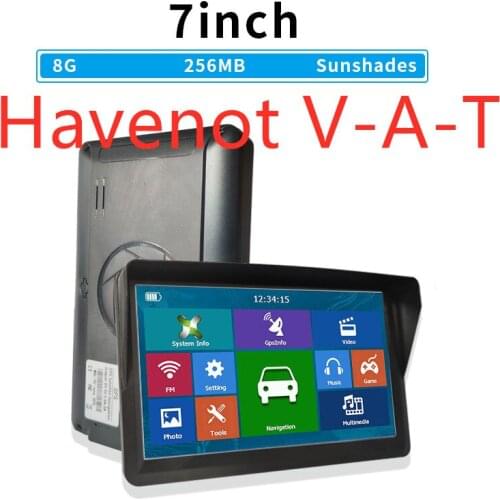 Free shipping havenot V-AT 5PCS 7 Inch Gps Navigator Portable Navigator 8GB+256MB+Sunshade Gps Navigation Maps Truck Car