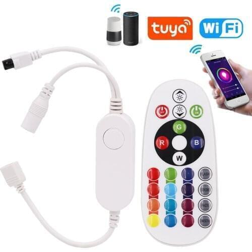 DC5V-24V Tuya WiFi Smart LED Controller RGB RGBW LED Controller LED Strip Magic Home Voice Control Compatible Alexa Echo Google