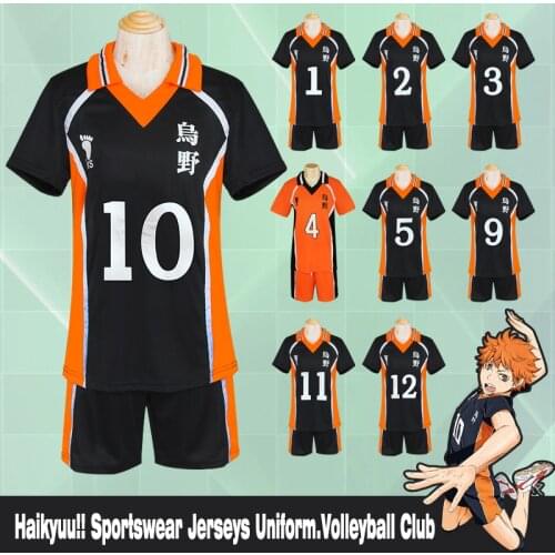 Anime Haikyuu Cosplay costumes Sportswear Jerseys Uniforms Karasuno High School Volleyball Club Hinata Shyouyou Kageyama Tobio
