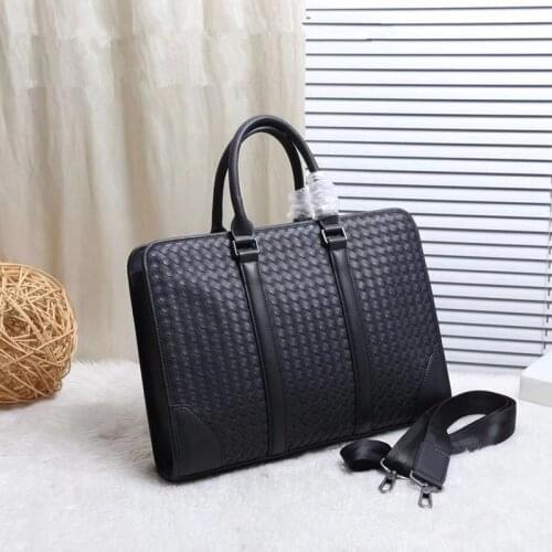 Kaisiludi leather bag handbag woven briefcase leisure computer bag waxed cowhide large capacity single-shoulder oblique satchel
