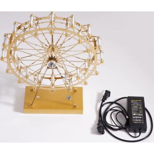 Creative Rotatable Ferris Wheel Table Lamp Golden Copper Body Cool Warm White Spark Light Beads for Bedroom Bedside Night Lights