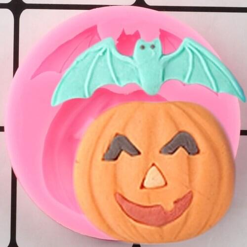 Bat Pumpkin Silicone Mold Halloween Cake Border Cupcake Topper Fondant Cake Decorating Tools Candy Clay Chocolate Gumpaste Mould