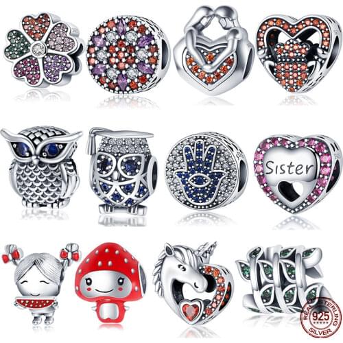 Hot Sale 100% Real 925 Sterling Silver Zircon Series Charm&Beads Fit Original Pandora Bracelets DIY Jewelry Making For Women