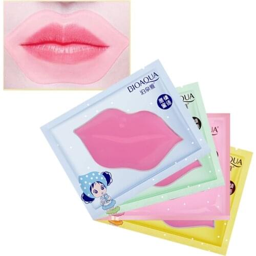50Pcs/lot BIOAQUA Crystal Collagen Lip Mask Pink Moisturizing Essence Lip Plumper Pad Anti-aging Anti-wrinkle Patches Lip Care