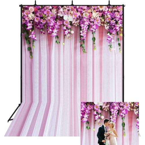 Mehofoto Purple Flowers Curtain Backdrop Photography Background Wedding Party Decoration Floral Baby Shower Bridal Shower Studio