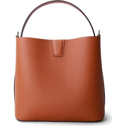 Fashion Bucket Crossbody Bag High Quality Women Luxury Bag Handbag Female Shoulder Bag Lady Soft Cowhide Genuine Leather Simple