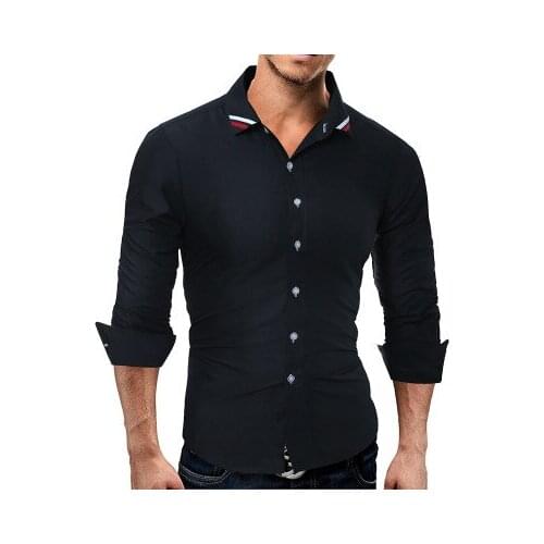 Mens Shirt Long Sleeve Turn Down Collar Solid Color Cardigan Shirt Casual Single-Breasted Webbing Patchwork Slim Tops
