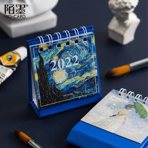 2022 NEW Kawaii Cute Moon Cloud Art Mini Calendar Coil Schedule Creative Desk Table Dates Reminder Timetable Planner sl3158