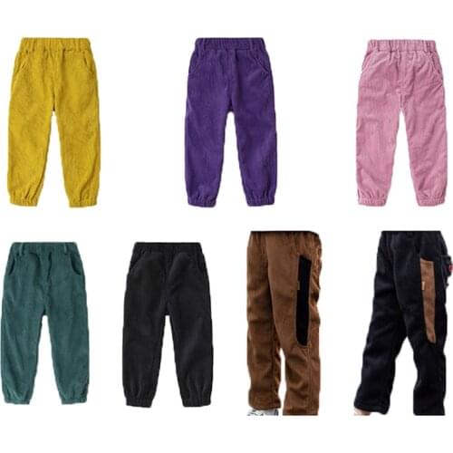 2021 Autumn Boys Pants For 4-10 Years Girl Boy Casual Corduroy Pants Kids Clothing Plush Trousers Children Sport Harem Pants