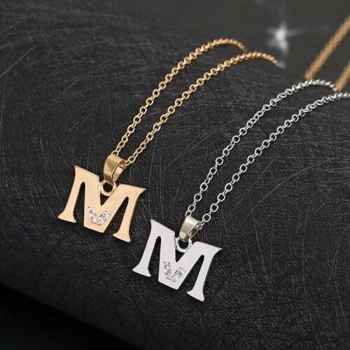 Gift 1 English letter M fashion lucky Monogram necklace 26 alphabet Initial sign mother friend family name gift necklace jewelry