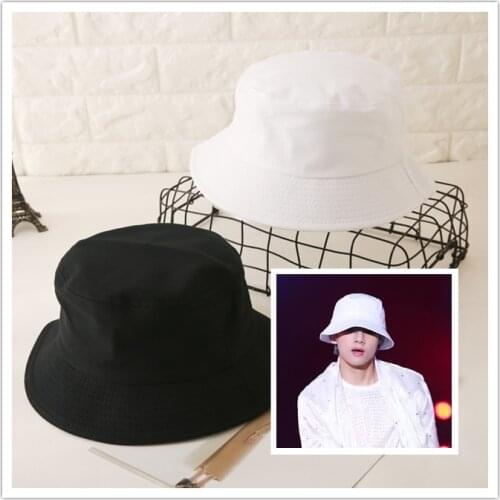 Kpop Bangtan Boys Fashion Fishing Cap Fisherman Outdoor Hiking Cool Unisex Black White Bucket Hat Suga V same Fishing Sun Hat