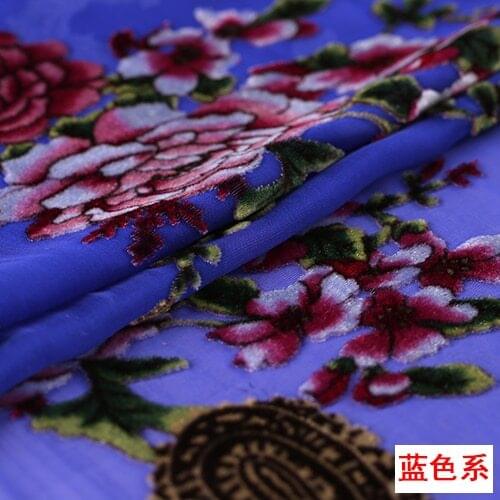 /Paisley Silk Burnt-out Velvet Fabric Silk Velvet Clothing Dress qi pao qun Fabric Silk Fabric/0.5M