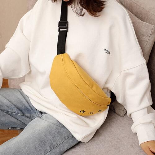 Fanny Unisex Waist Pack Canvas Sports Pouch Casual Crossbody Belt Packs Letters Waist Bags Women Zipper Phone Pouch Chest Bag