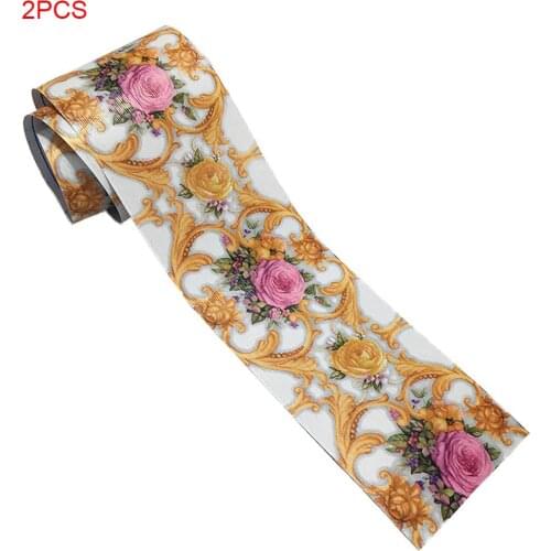 2 Pieces 10m Self Adhesive Wallpaper PVC Waterproof Stone Border Waist Line Bathroom Toilet Kitchen Decoration Wall Sticker