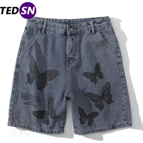 Butterfly Print Hip Hop Men Shorts Streetwear Harajuku Joggers Sweatpants 2020 Summer Cotton Fashion Casual Pants