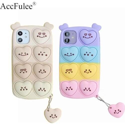 Cartoon Cute Lovely Heart Silicon Case For Huawei P30 P40 Lite 5G Mate 30 40 Nova 5 6 7 8 SE Animals Reliver Stress Bubble Cover