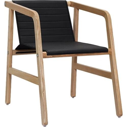 Nordic Wood Single Sofa Leisure Chair Backrest Armor Fabric Designer Simple