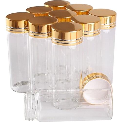 24 pieces 40ml 30*80mm Glass Bottles with Golden Caps Transparent Glass Perfume Spice Bottles Small Glass Container