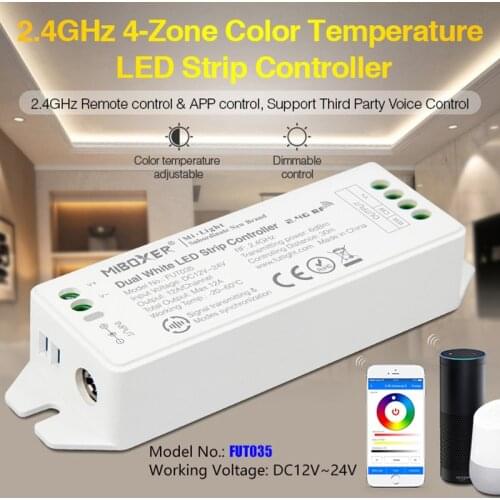 New Upgrade 2.4GHz 4-Zone Color Temperature LED Strip Controller DC12~24V smart dimmer 12A/Channel can APP/Voice/Remote control