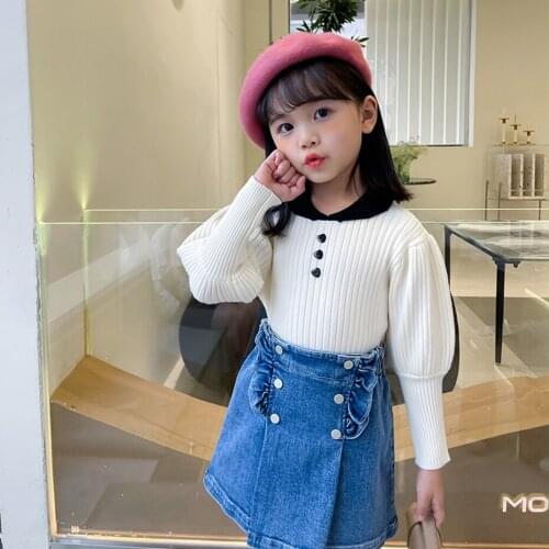 Sweater Girl Solid Color Turtleneck For Girl Spring Autumn Childrens Knitwear Toddler Childrens Cold Clothing