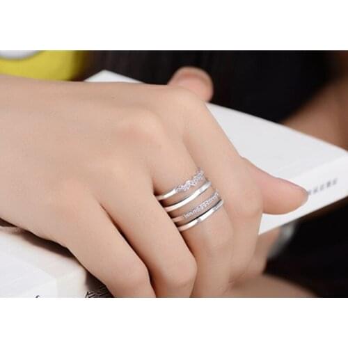 TJP New Fashion 925 Sterling Silver Women Ring Adjustable Multilayer Bridal Wedding Party Open Ring Girl Lover Gift