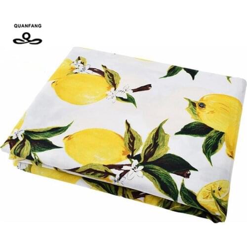 2017 New arrived Lemon printed Cotton Poplin Fabric Patchwork For Sewing Cloth Doll Sheet Skirt Dress Material Tissue 100x145cm