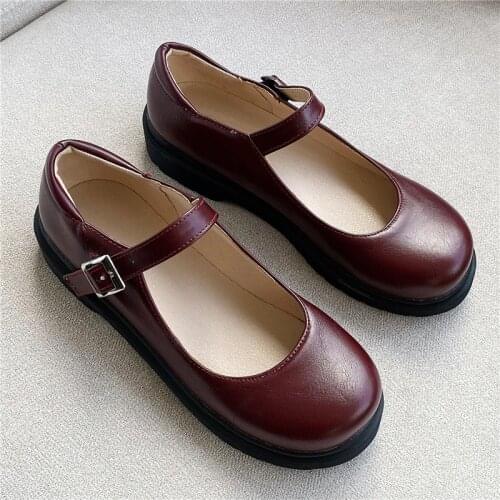 Flat Shoes Women Mary Jane Platform Ladies Shoes Flats Fall Buckle School Shoes Ballerina Flats Footwear Black Big Size 9 10 43