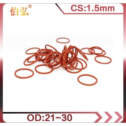 5PCS/lot Red Silicon O-Ring Silicone/VMQ 1.5mm Thickness OD21/22/23/24/25/26/27/28/29/30mm O Ring Seal Rubber Gasket Ring Washer
