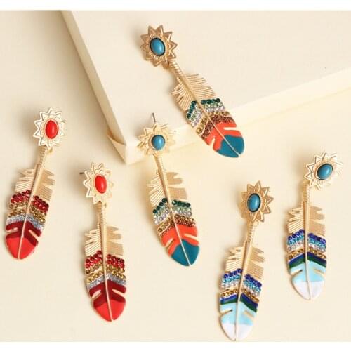 JURAN Fashion Metal Statement Earrings 2020 Bohemian Leaf Geometric Earrings For Women Hanging Dangle Earring Wedding Jewelry