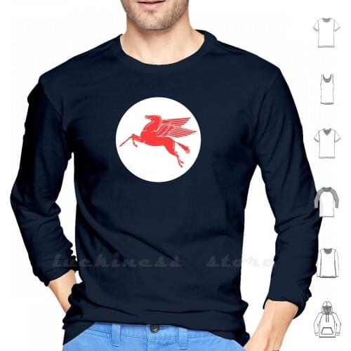 Mobil Pegasus Shirt Hoodies Long Sleeve Enamel Sign Vintage Petrol Vintage Gas Vintage Gasoline