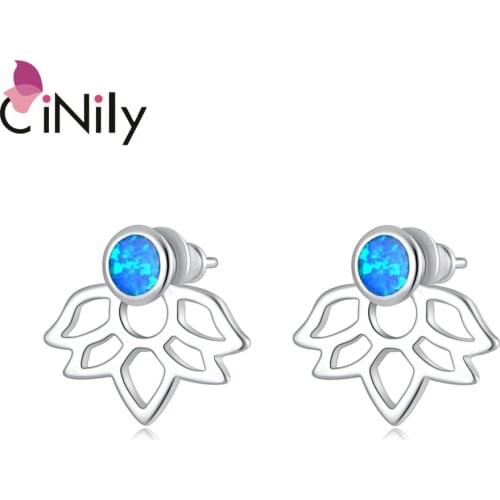 CiNily Three Color Fire Opal Earings Fashion Jewelry Geometric Silver Plated Jewelry Small Stud Earrings OH4747-49