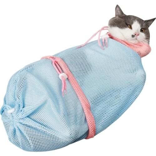 Dorakitten 1pc Cat Grooming Bag Mesh Detachable Breathable Kitten Shower Net Cat Bathing Bag Pet Supplies Pet Accessories