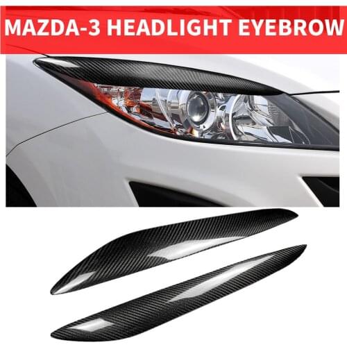 2PCS Car Styling Real Carbon Fiber Headlight Eyebrow Eyelids For Mazda3 Mazda-3 JDM Trim Cover Sticker 2010-2013 Accessory Parts