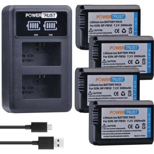 4pc NP-FW50 NP FW50 FW50 Battery+LED USB Dual Charger for Sony a6400 a6500 a5100 NEX-5 NEX-5A NEX-5C NEX-5D NEX-5DB NEX-5HB