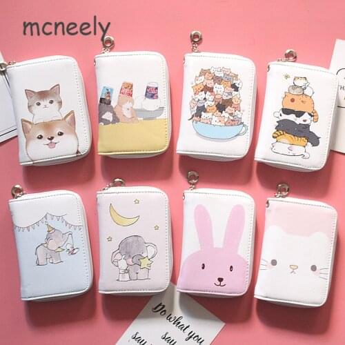8 Kinds of Lovely Cats Womens Fashion Prints Short Wallets Clutch Phone Bag PU Leather Zipper Ladies Card Holder Coin Purse